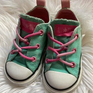 Toddler Converse Teal and Pink. Size 5